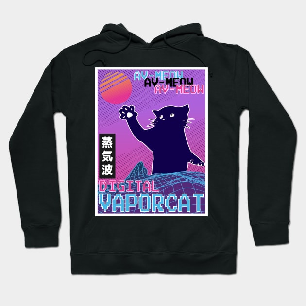 Vaporwave Aesthetic Style 80s Synthwave Gift Cat Hoodie by Kuehni